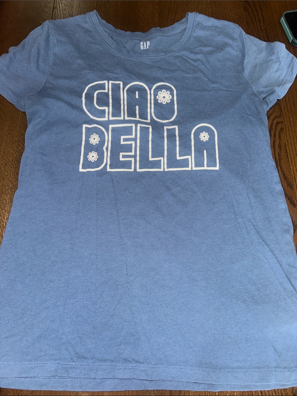 GAP Blue 'Ciao Bella' Short Sleeve Tee size medium